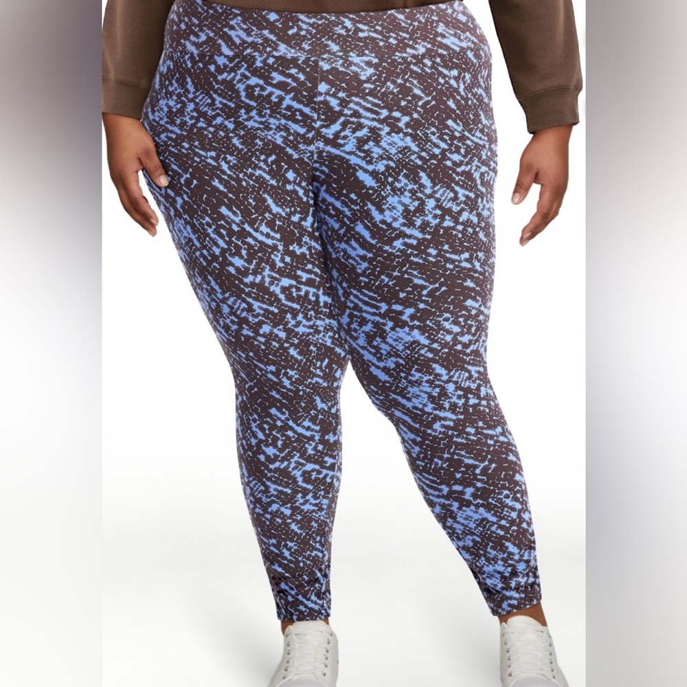 Terra & Sky- NWT Women's Plus Blue and Brown Patterned Leggings